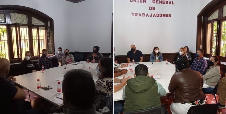 Encuentro con delegados y delegadas de UGT del sector textil en la sede del sindicato en Alcoi